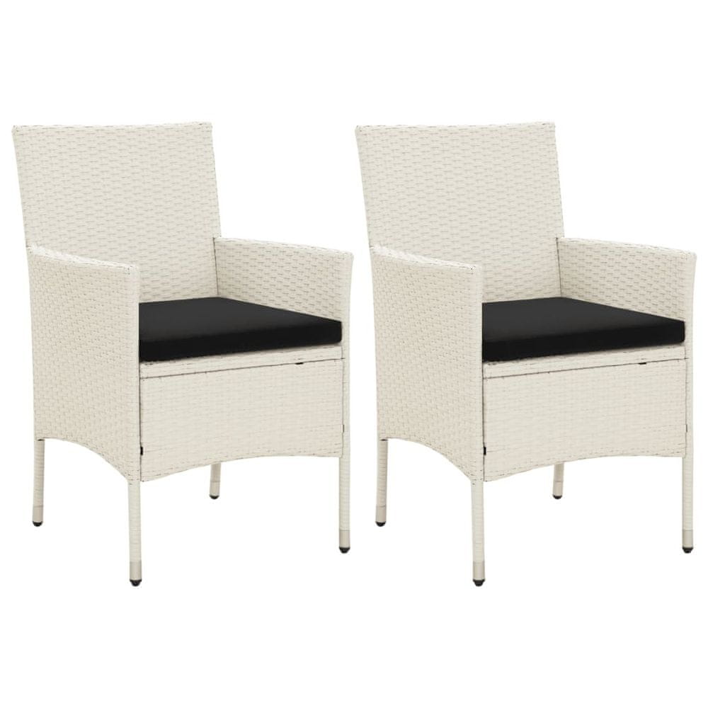 Vidaxl Záhradné stoličky 2 ks s podložkami polyratan biele